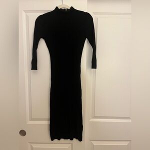 Elegant Black Ribbed Knit Dress